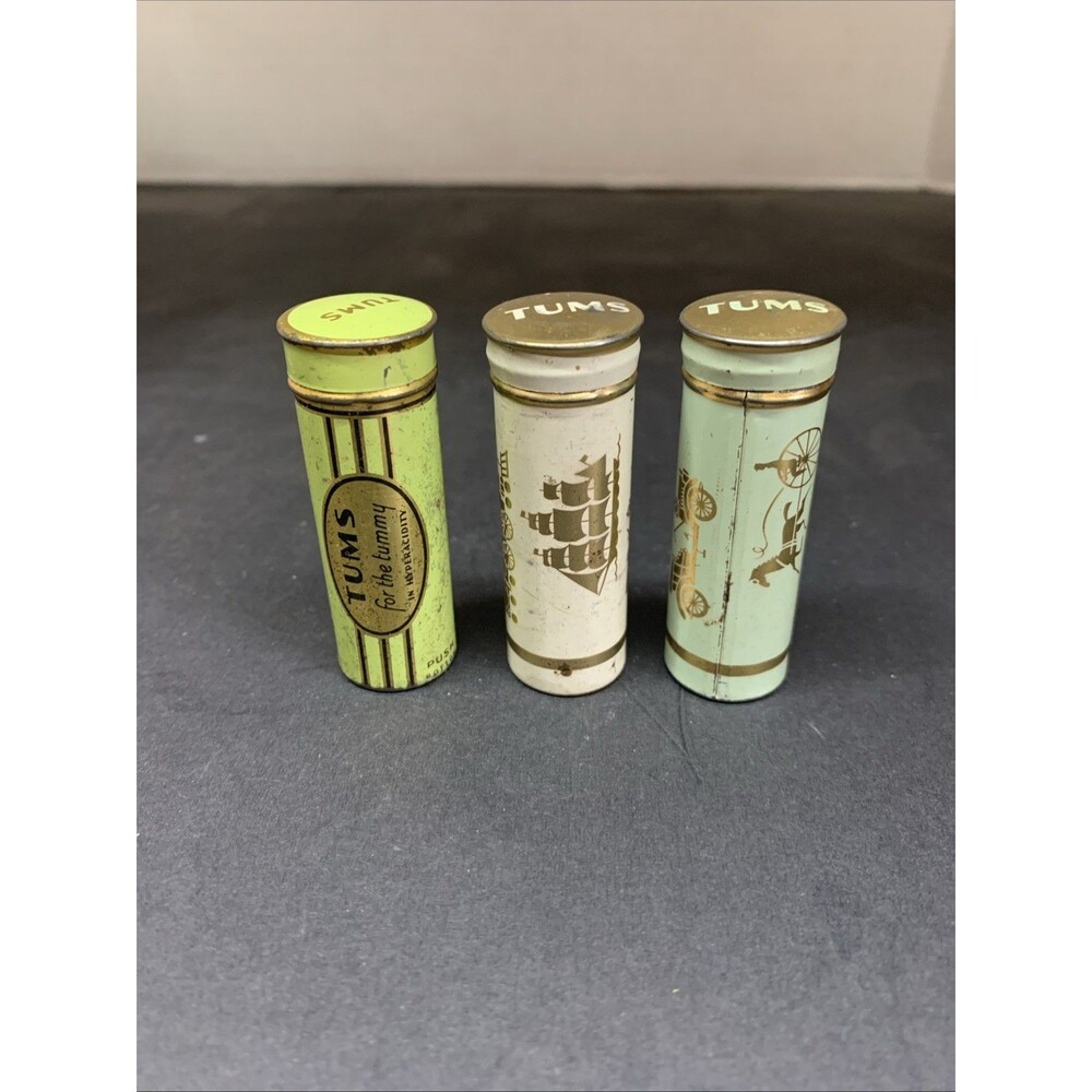 Vintage Metal Tums Containers Holders Antique Metal Lot 3